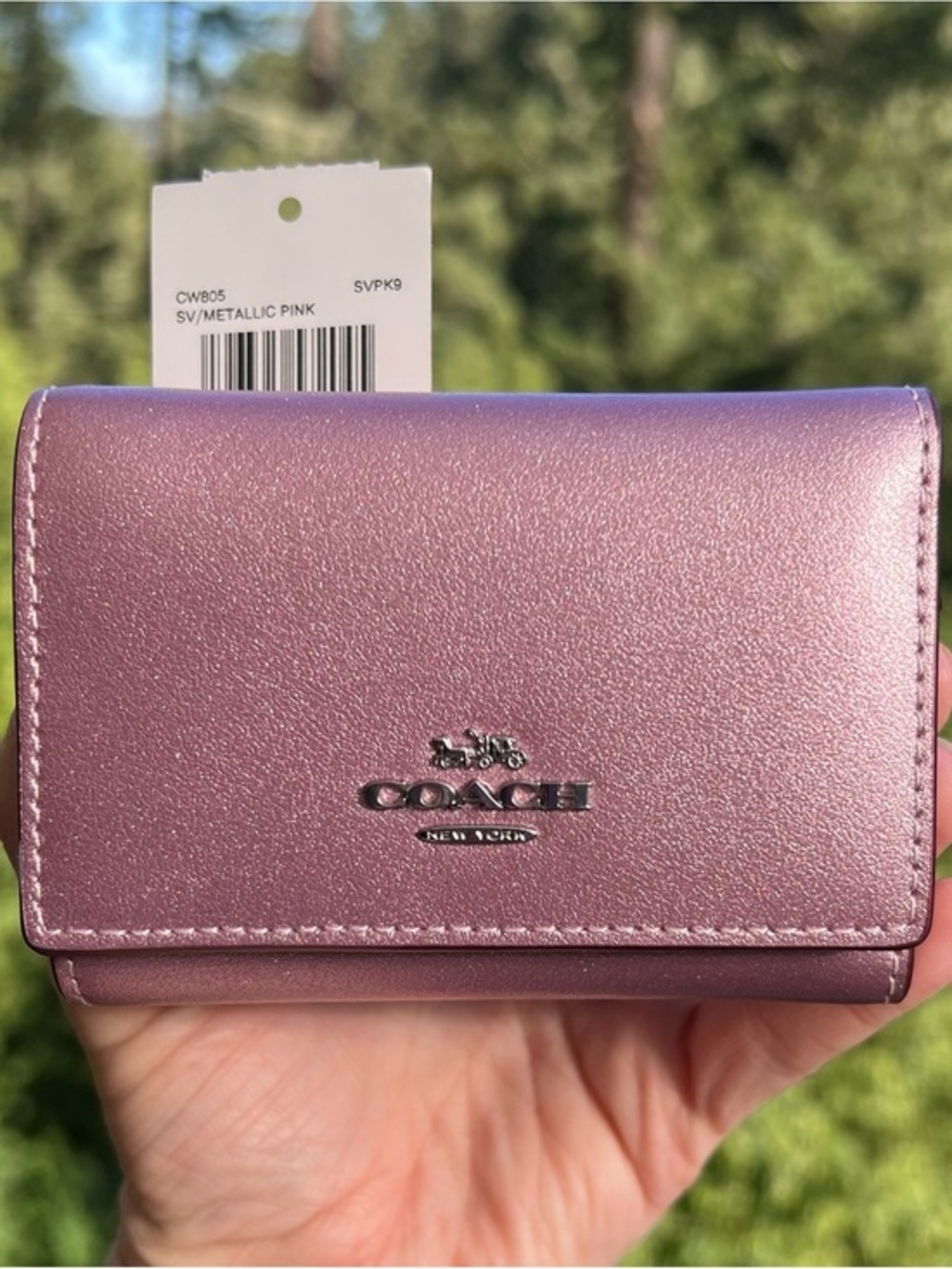 COACH Women's Metallic Pink Micro Wallet CW805 AUTHENTIC NWT